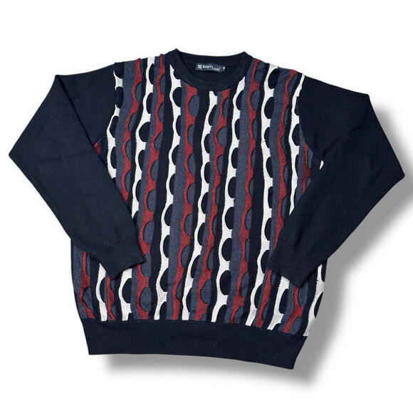 Vintage Sergio Louis Coogi Style Sweater 90s Textured Knit Crewneck Men’s Medium - Picture 1 of 10
